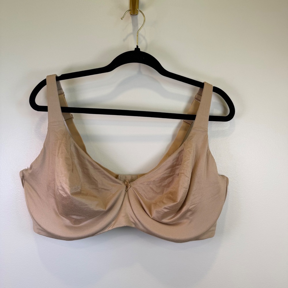 Cacique Women Tan Nude Unlined Full Coverage Underwire Bra 44DDD Adjustable